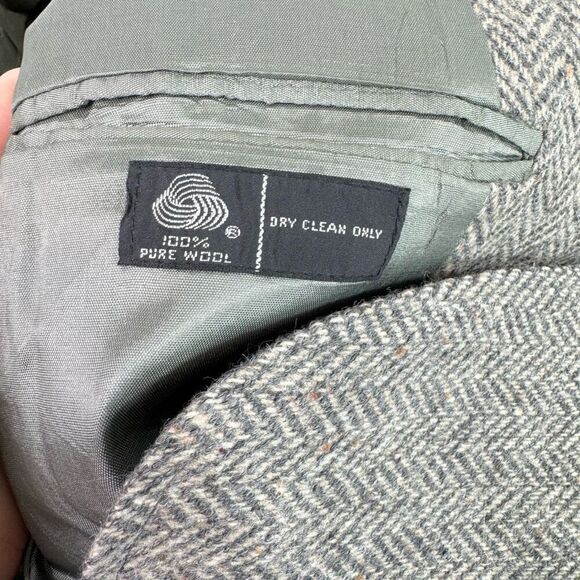 Vintage Tailored Classics by Levi Strauss Mens Jacket 42R Wool Herringbone Brown - Picture 2 of 7